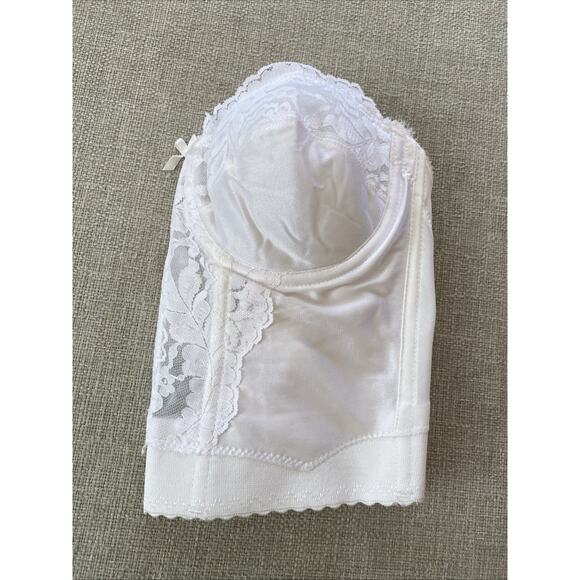 Vintage Vassarette 36 B Bustier Corset Bra Lace White Strapless Runs Small 26” - Picture 11 of 11